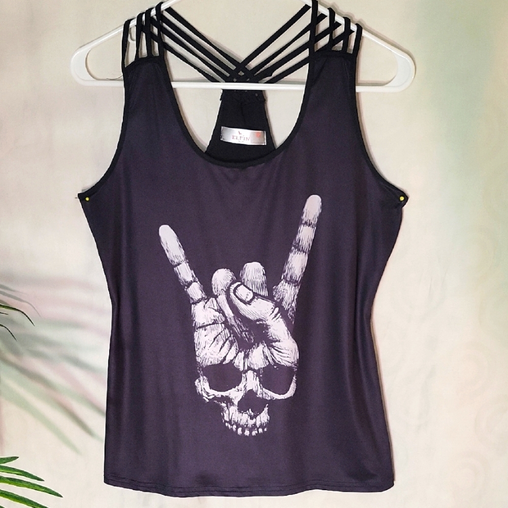 ELF Black Skull Graphic Tank Top